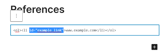 Inserisci il codice ID HTML nel collegamento alla nota a piè di pagina