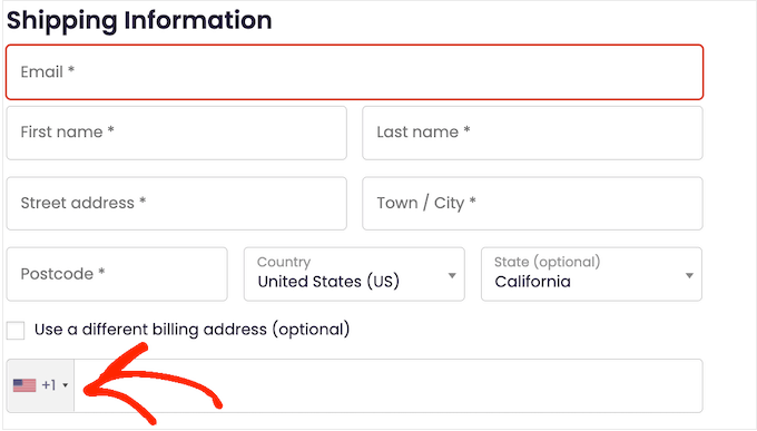 Adding a phone flag to a payment form