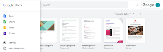 Google Docs, Sheets, Slides, Forms