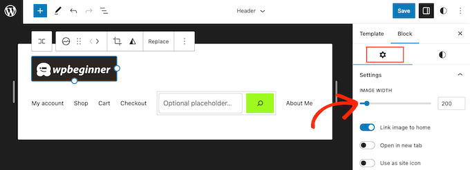 How to change the WordPress logo size using the full-site editor (FSE)