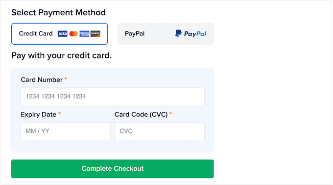 具有多种付款选项的 WooCommerce 结账页面