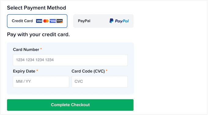 A WooCommerce checkout page with multiple payment options