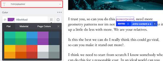 Select typography option