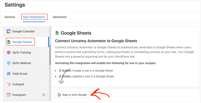 How to connect Uncanny Automator to Google Sheets