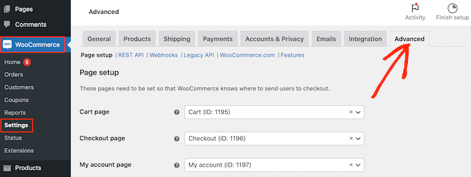 The WooCommerce plugin's eCommerce settings