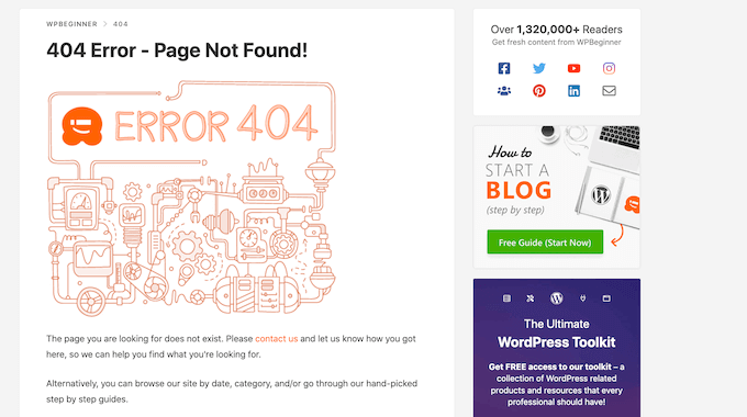 WPBeginner 自定义 404 页面