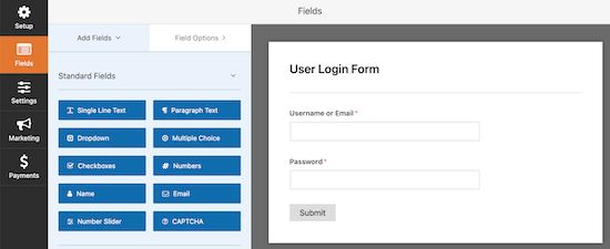 Modulo di accesso a WPForms