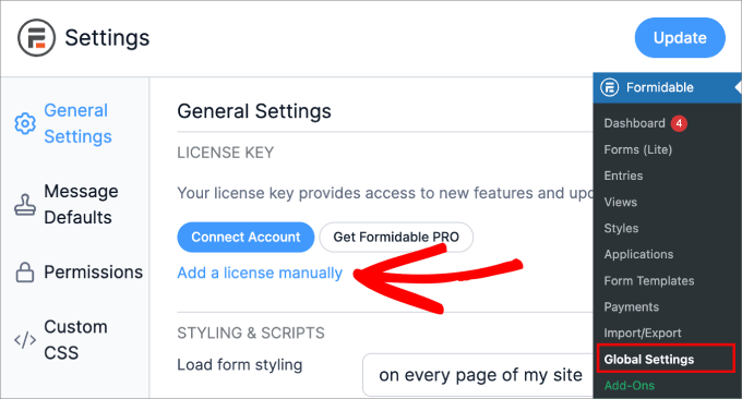 add license key formidable forms