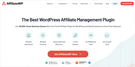 AffiliateWP homepage