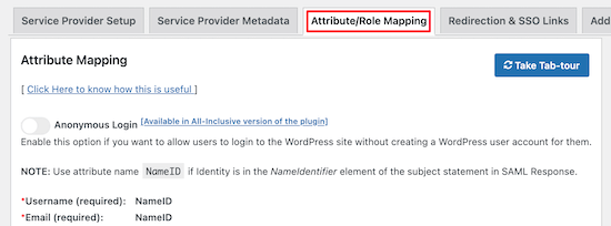 Attribute Role Mapping Section