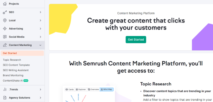 Content marketing platform Semrush