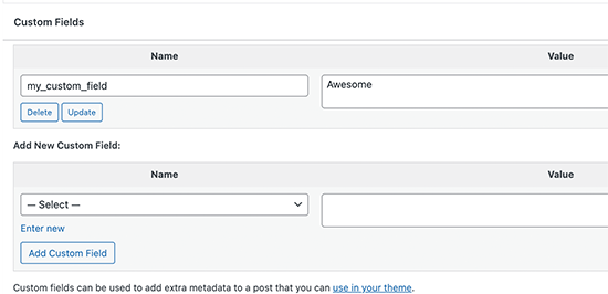 Adding custom fields in WordPress