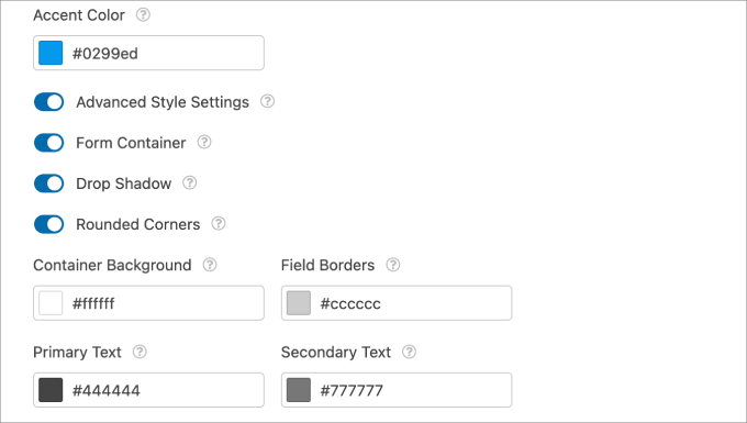 customize color in wpforms