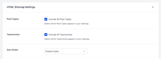 Customize Html Sitemap Settings