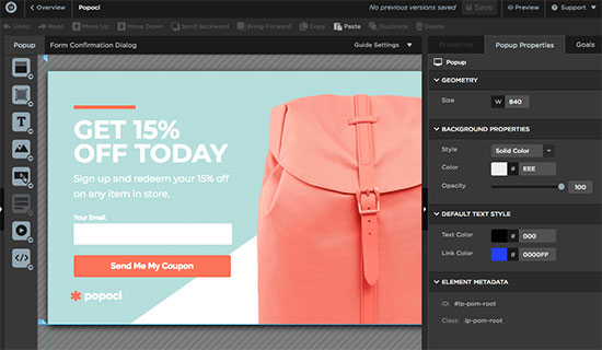 Creating popups in Unbounce