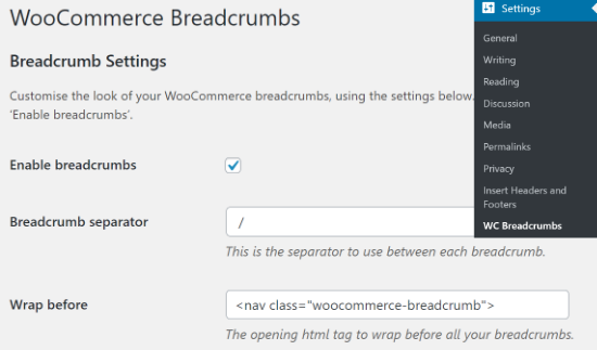 Enable WooCommerce Breadcrumbs