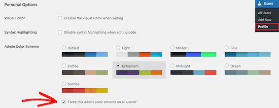 Force Admin Color Scheme