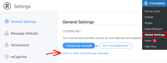 Formidable License Key Manually