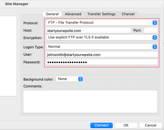 Enter Your FTP Credentials