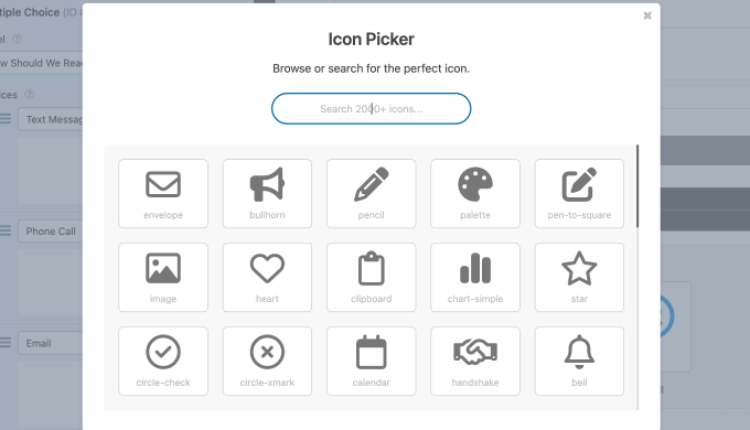 icon picker wpforms