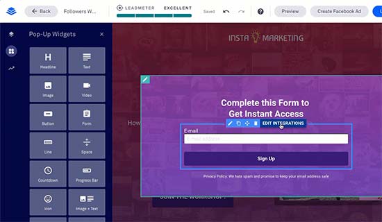Add a popup in Leadpages