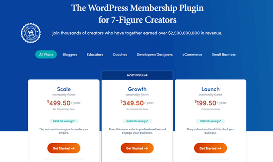 MemberPress pricing