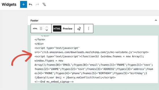 Paste embed code