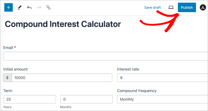 publish compound interest calculator form
