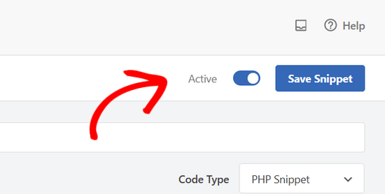Save and activate your custom code snippet