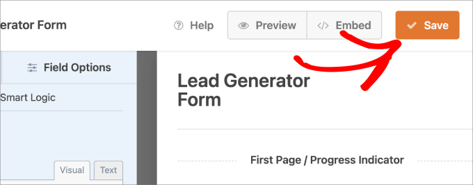 save lead generator form