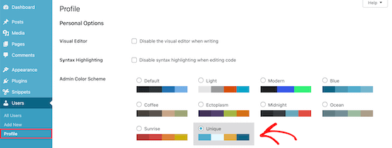 Select Custom Color Scheme