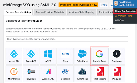 Select identity provider