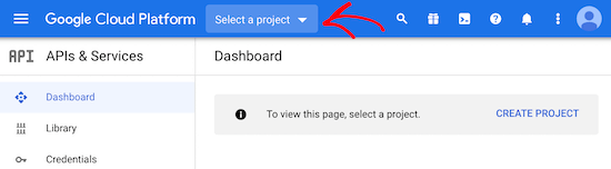 Select new Google project