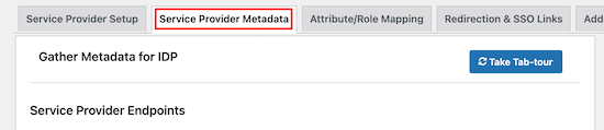 Service Provider Metadata Menu Option