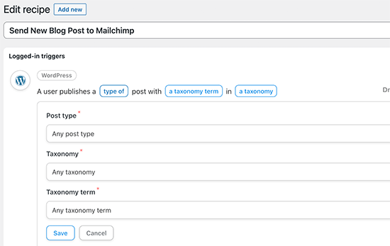 Select trigger for automation