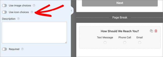 use icon choices wpforms