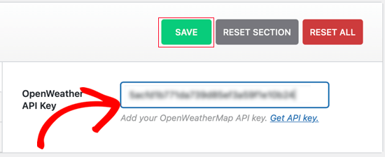 Paste the OpenWeather API Key