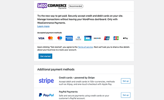 Opções de pagamento WooCommerce