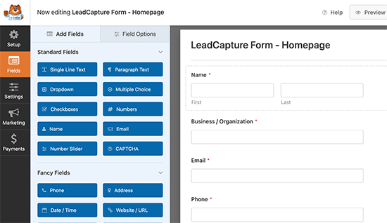 Construtor de formulários WPForms