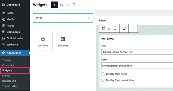 WPForms 小部件块