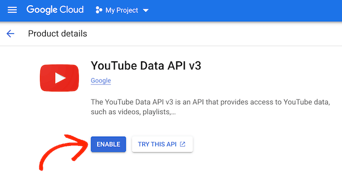 How to enable the YouTube Data API