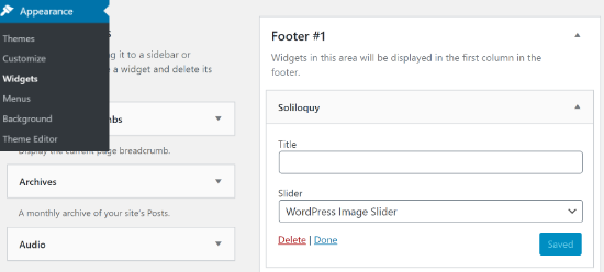 Add a Soliloquy widget in WordPress