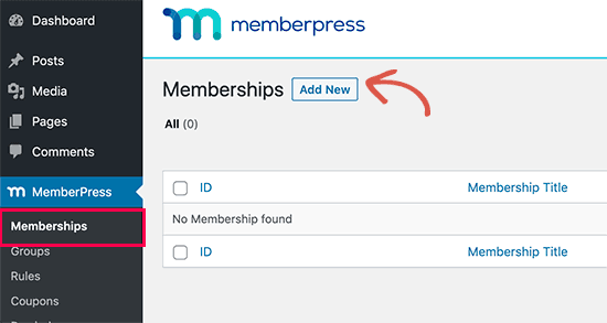 Add New Memberpress Membership