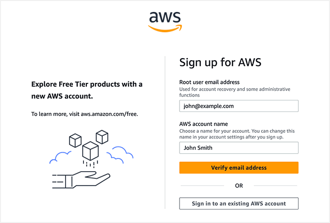 You’ll Need to Sign Up for a Free Account with Amazon Web Services