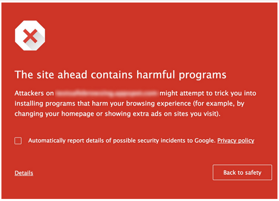 Google Safe Browsing warning
