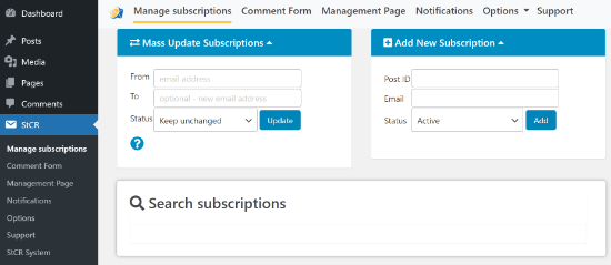 Manage subscriptions