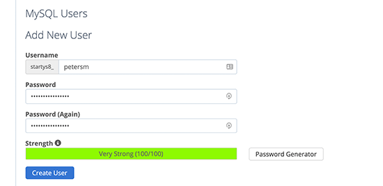 Adding a new MySQL database user