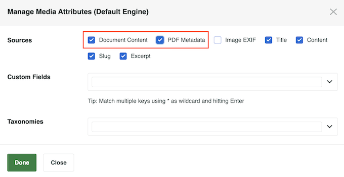 Searching PDF metadata with SearchWP