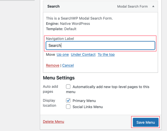 Rename the Navigation Label to 'Search'