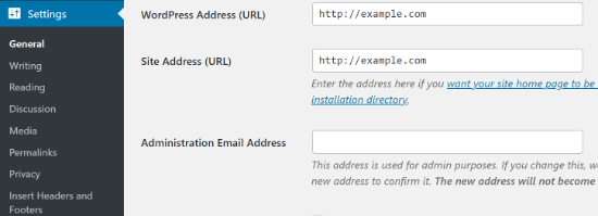 Set your primary WordPress address